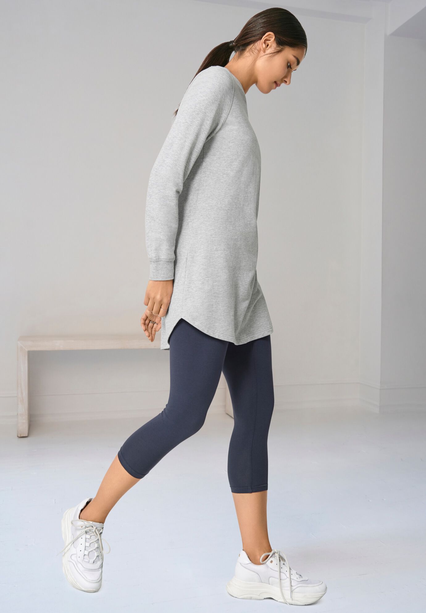 Cotton Spandex Capri Length Leggings, , on-hover image number 1