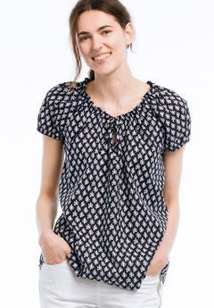 Keyhole Neckline Peasant Blouse