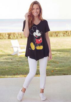 Mickey Mouse V Neck Point Hem Tee