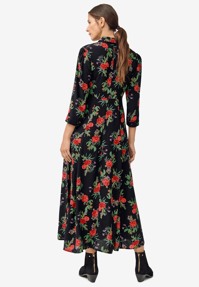 Button Front Maxi Shirtdress | Woman Within