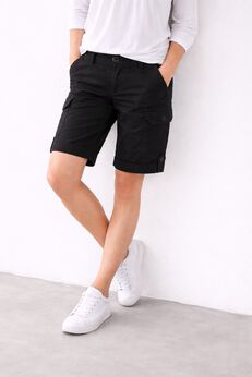 2 in 1 Mid-Rise Stretch Cotton Convertible Cargo Bermuda To Shorts