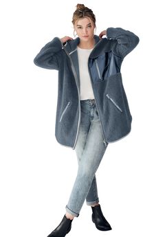 Zip Front Hooded Sherpa Jacket