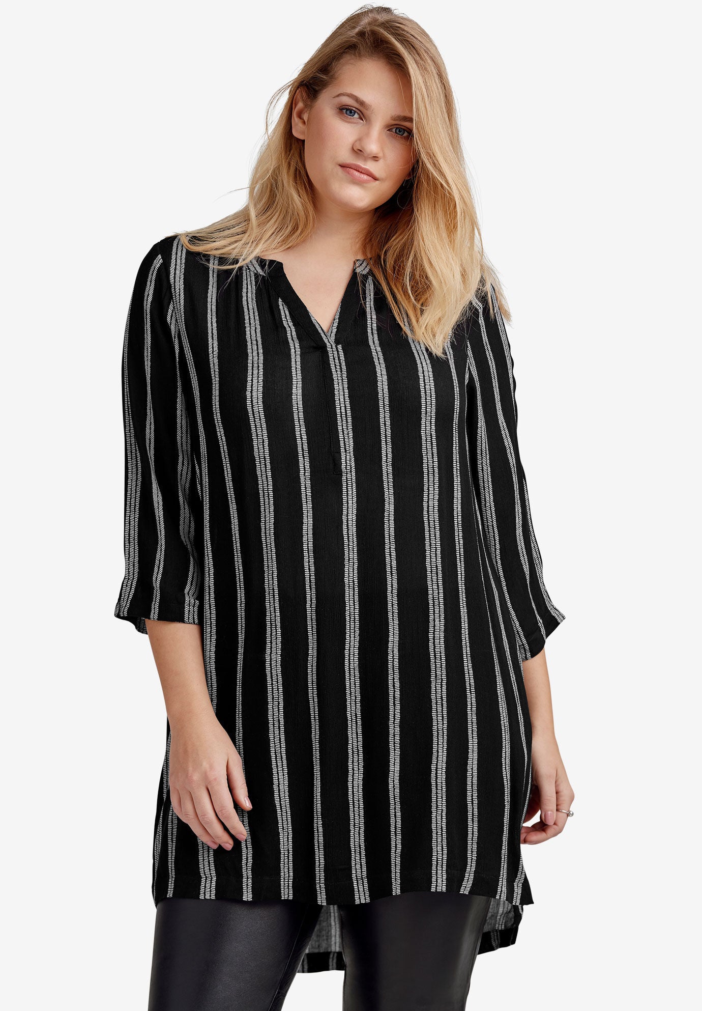 Notch Neck Crinkle Tunic, , alternate image number 2