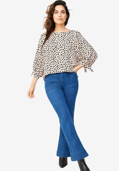 3/4 Tie-Sleeve Blouse, , alternate image number null