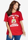 Peanuts Short-Sleeve Red Snoopy Believe Crew Tee, RED SNOOPY BELIEVE, hi-res image number null