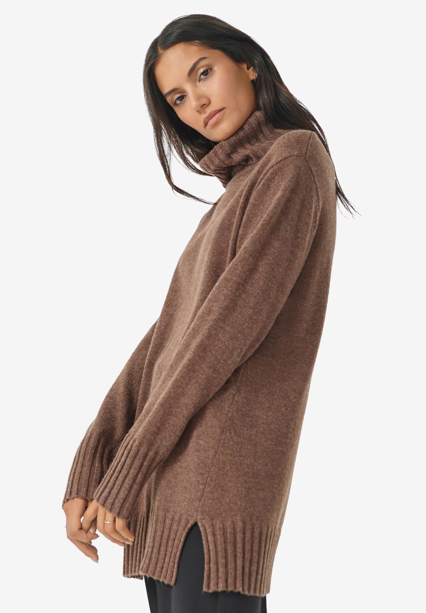 Ribbed Turtleneck Tunic Sweater | Woman 