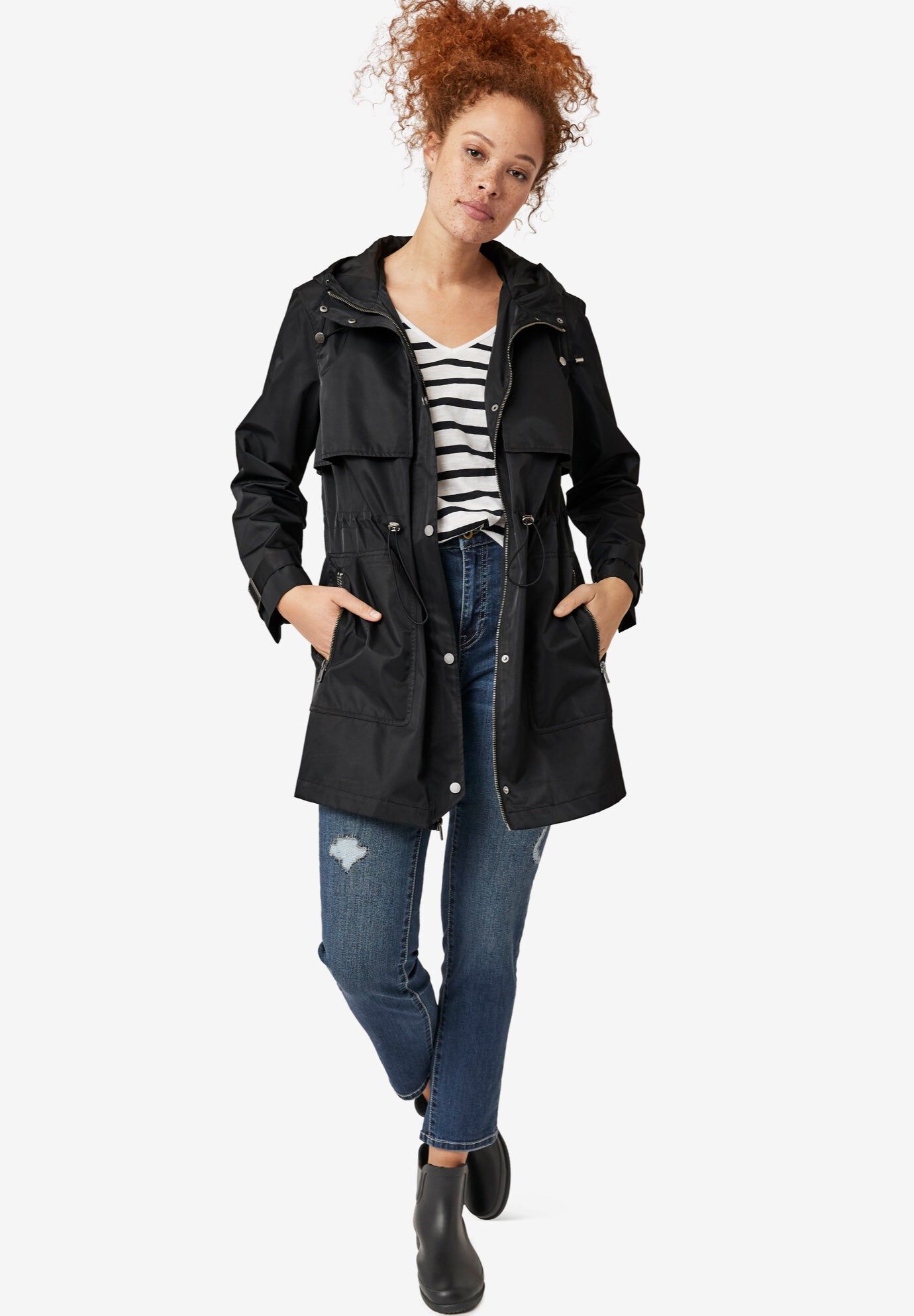 Hooded Anorak Jacket, BLACK, hi-res image number 0