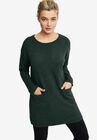 Pullover Pocket Sweater Tunic, DEEP EMERALD BLACK MARLED, hi-res image number null
