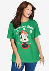 Disney Short-Sleeve Green Minnie Merry & Bright Crew Tee, GREEN MINNIE MERRY AND BRIGHT, hi-res image number null