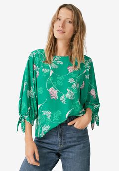 3/4 Tie-Sleeve Blouse