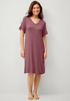 V-Neck Lace Trim Nightgown
