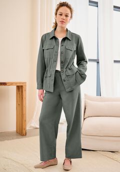 Adjustable Waist Button Front Jacket