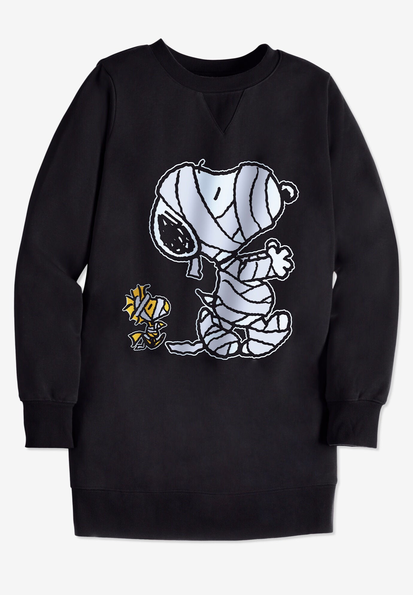 Peanuts Long-Sleeve Fleece Sweatshirt Black Mummy Snoopy, , on-hover image number 1
