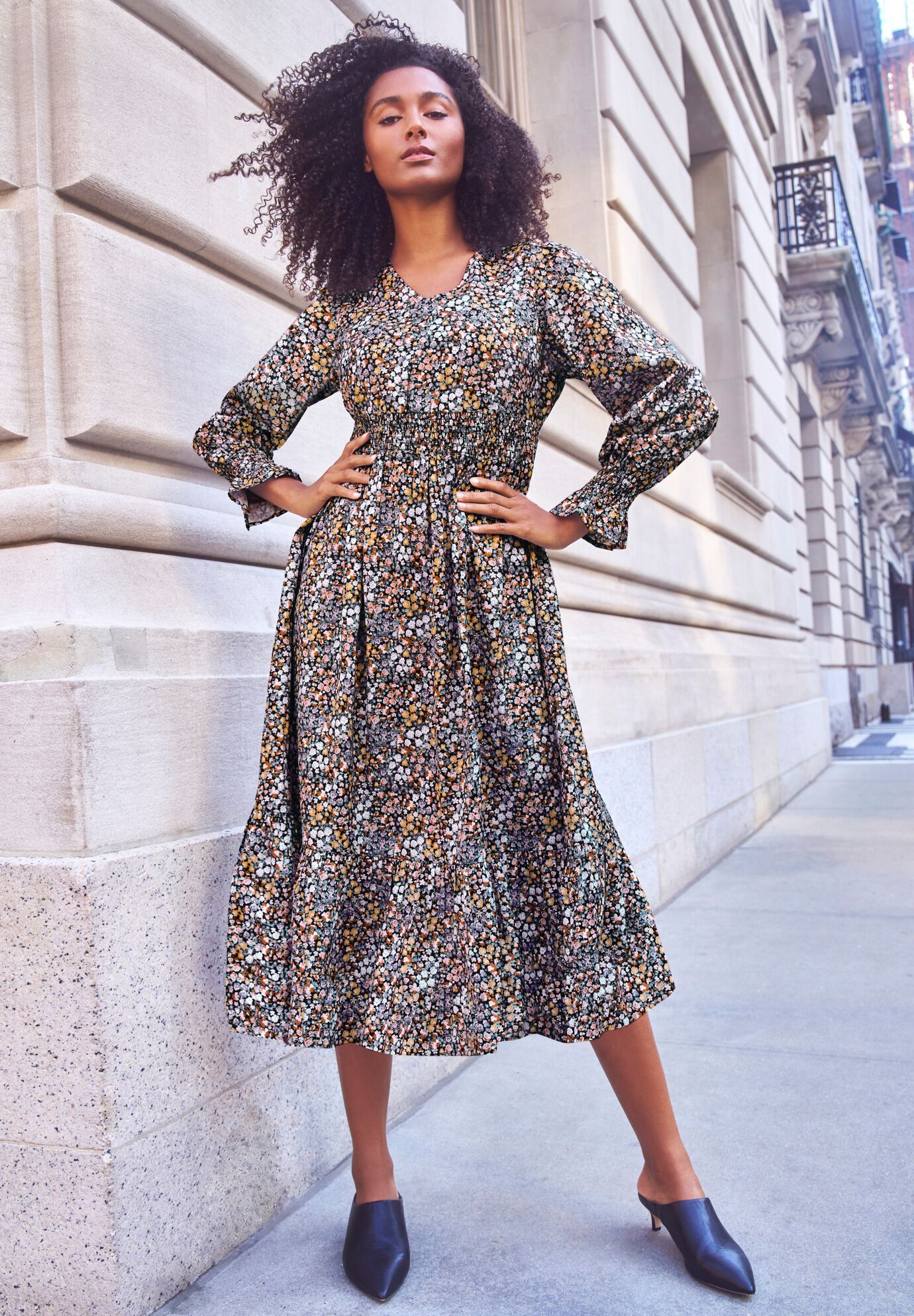 Smocked Waist Midi Dress, , alternate image number 3