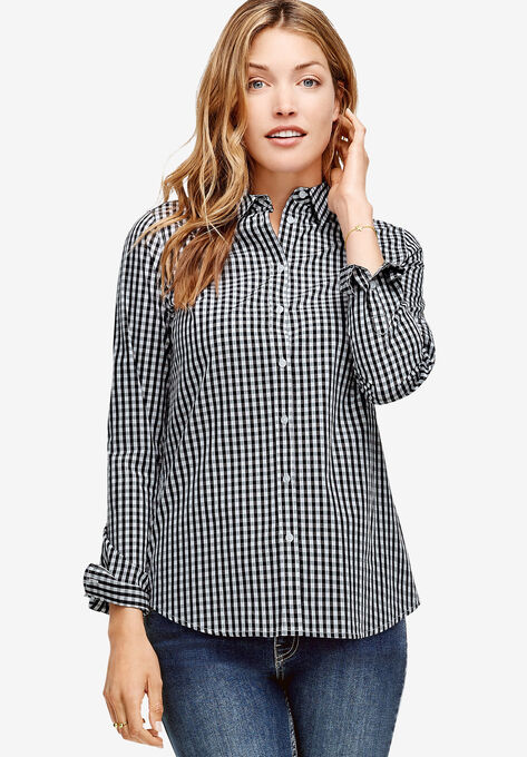 Button Down Shirt, BLACK WHITE GINGHAM, hi-res image number null