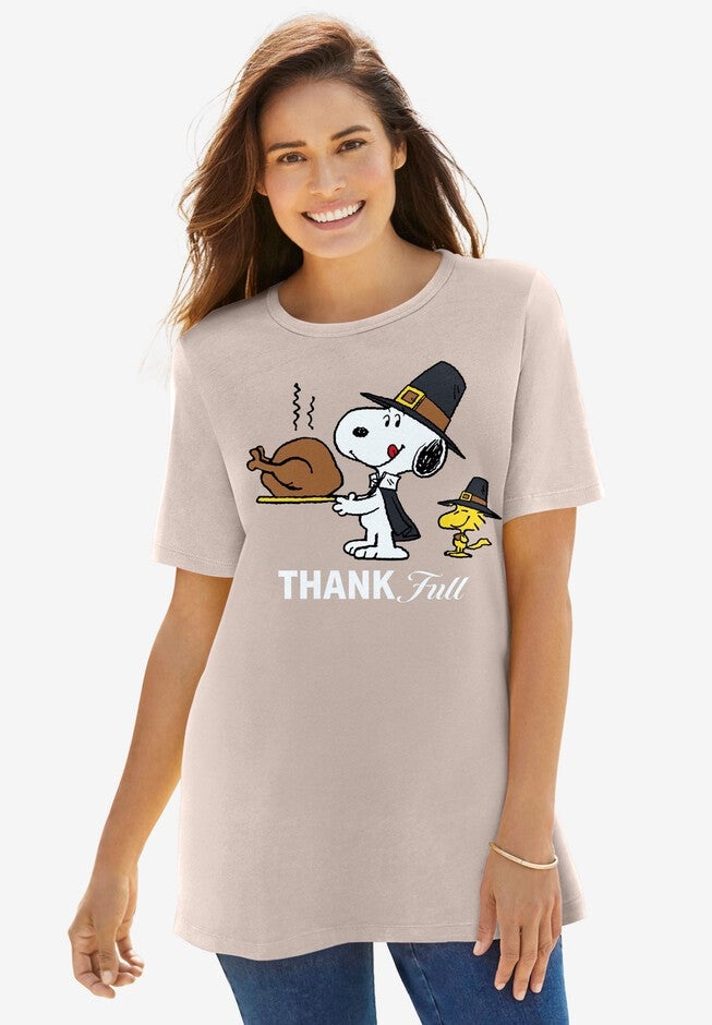 Peanuts Beige Snoopy Thankful Tee, BEIGE SNOOPY THANKFUL, hi-res image number null