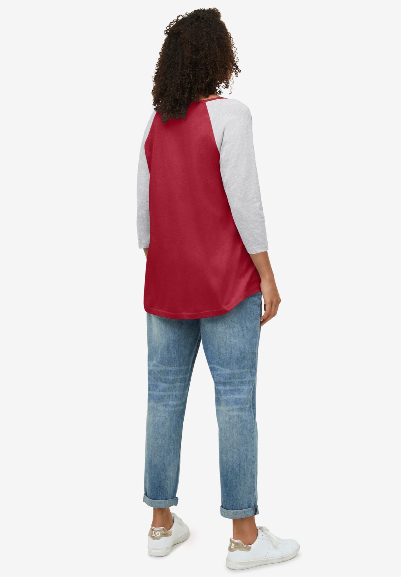 Colorblock 3/4 Sleeve Tee, MAROON RED HEATHER GREY, on-hover image number 1