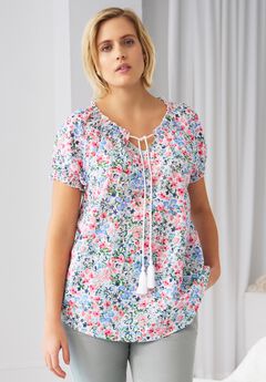 Ruffle Trim Peasant Blouse