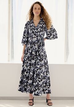 Knit Surplice Tie-Waist Maxi Dress