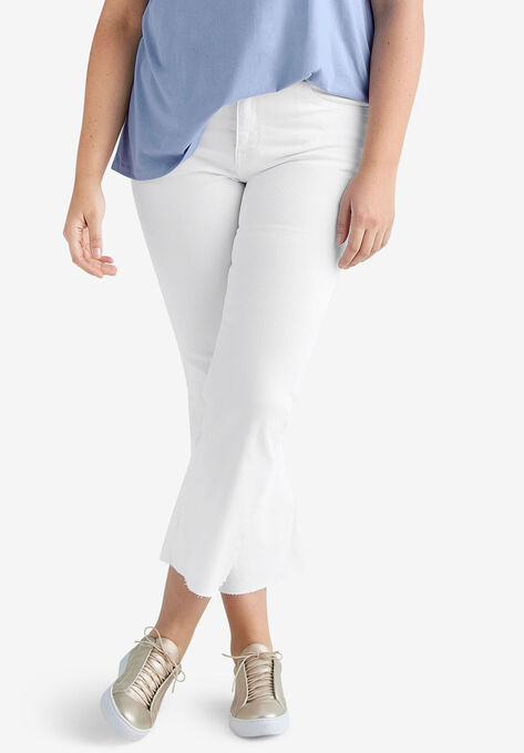 Crop Bootcut Jeans, WHITE, hi-res image number null