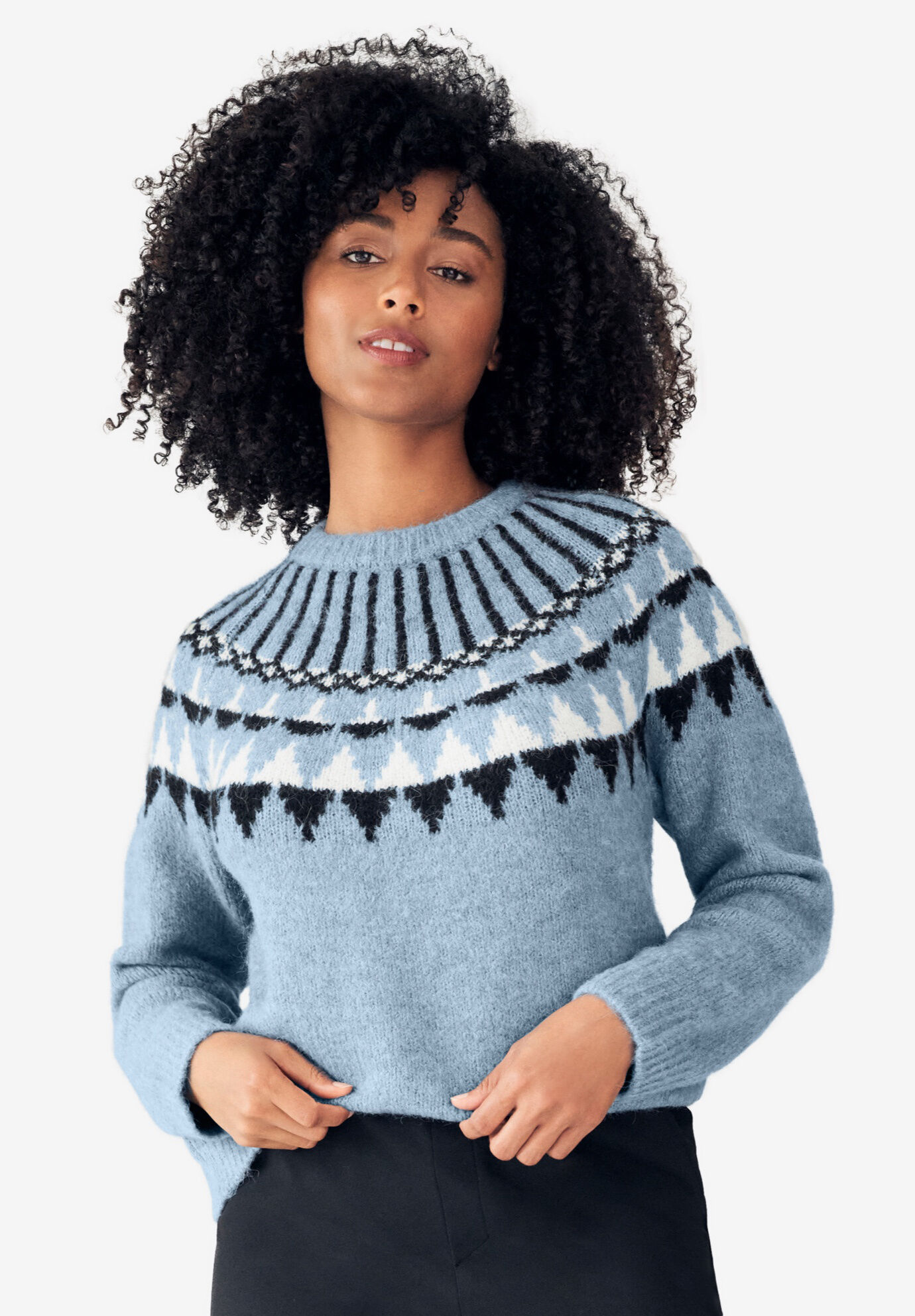 Crewneck Fair Isle Pullover Sweater | Woman Within