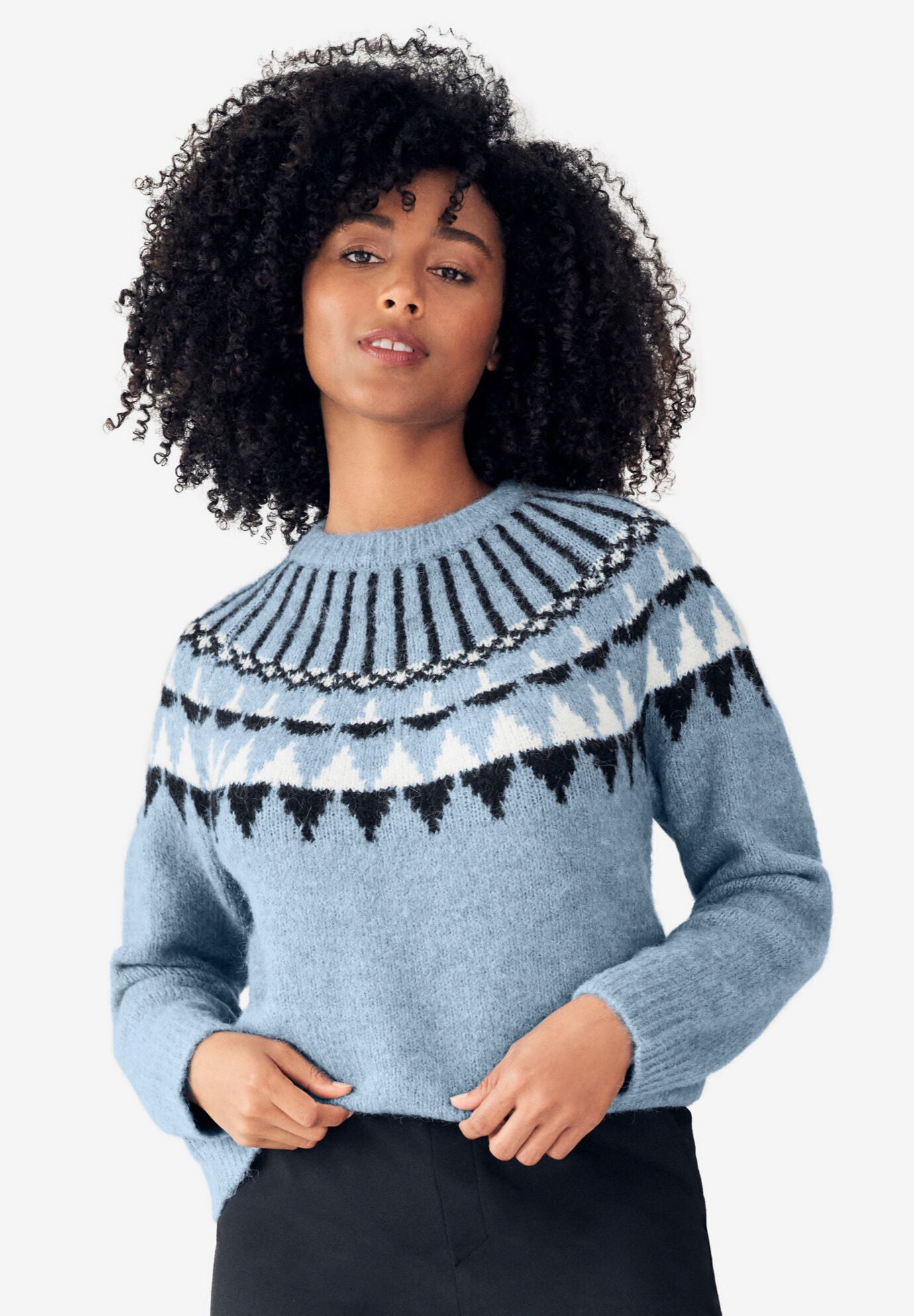 Crewneck Fair Isle Pullover Sweater | Woman Within