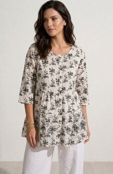 Tiered Floral 3/4 Sleeve Tunic