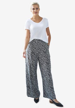 Wide-Leg Soft Pants with Back Elastic