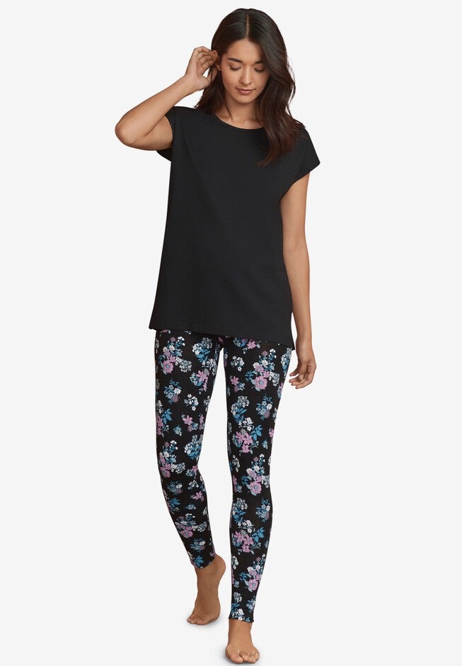 2-Piece Knit Legging Pajama Set, BLACK MULTI FLORAL, hi-res image number null
