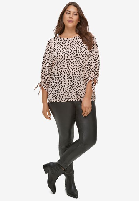 3/4 Tie-Sleeve Blouse, , alternate image number null