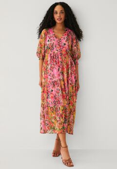 Sheer Tiered Long Midi Dress