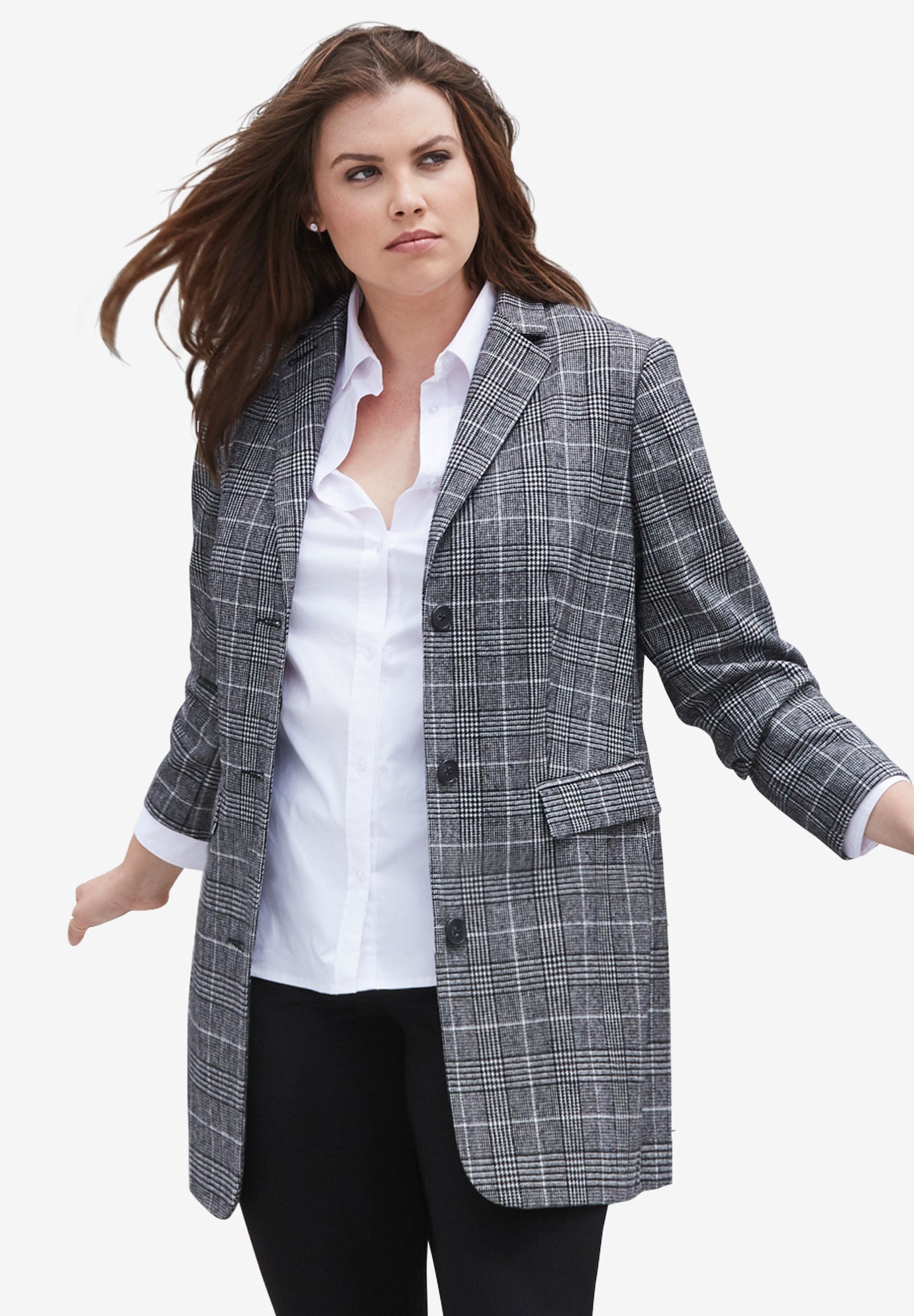 plus size black and white jacket