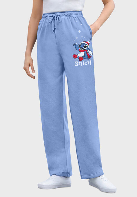 Disney Women's Fleece Sweatpants French Blue Christmas Stitch, FRENCH BLUE XMAS STITCH, hi-res image number null
