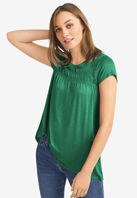 Smocked Tunic, TROPICAL GREEN, hi-res image number null