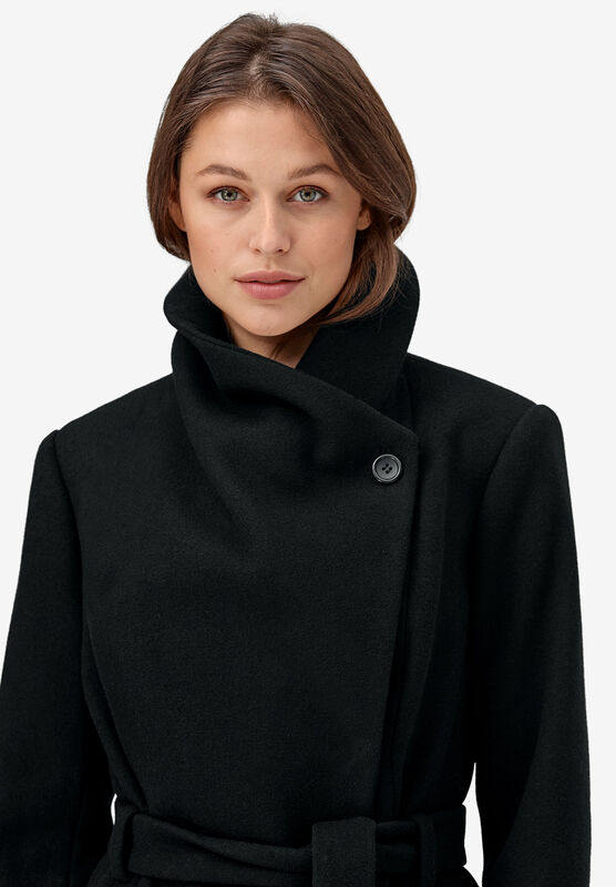 Wrap-Collar Wool-Blend Coat | Woman Within