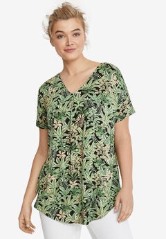 V-Neck Tunic With Front Inverted Pleat