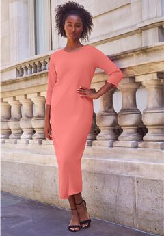 Three-Quarter Sleeve Knit Maxi Dress
