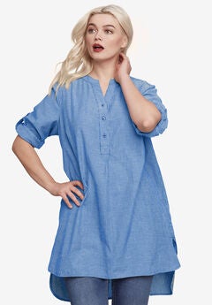 Breezy Cotton Henley Tunic