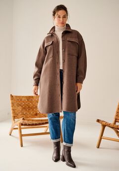 Wool Blend Long Shirt Jacket
