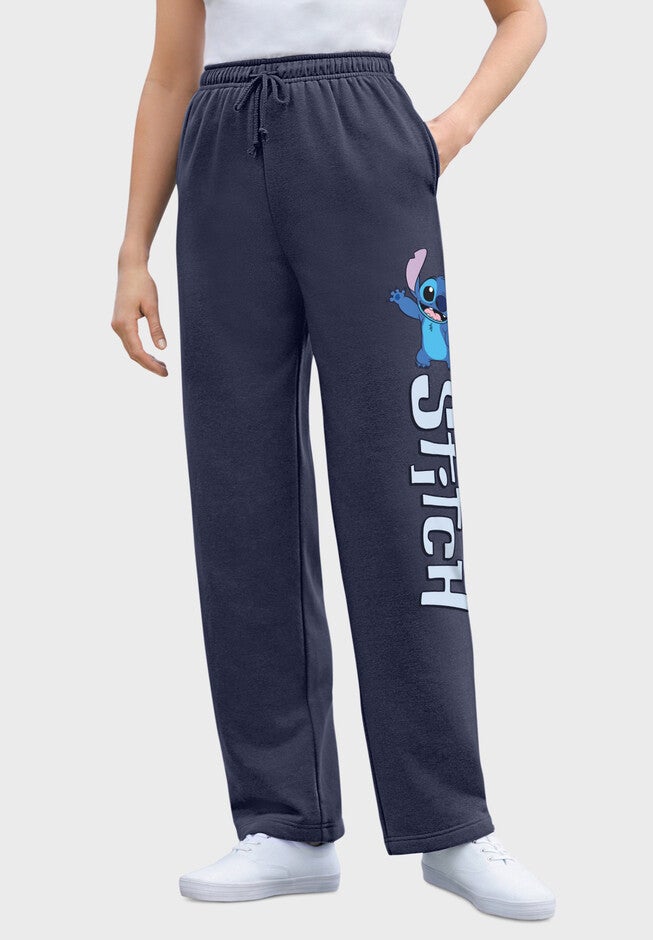 Disney Women's Fleece Navy Sweatpants Stitch, NAVY STITCH, hi-res image number null