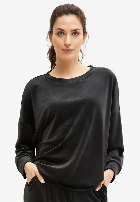 Boxy Velour Lounge Sweatshirt | Woman Within