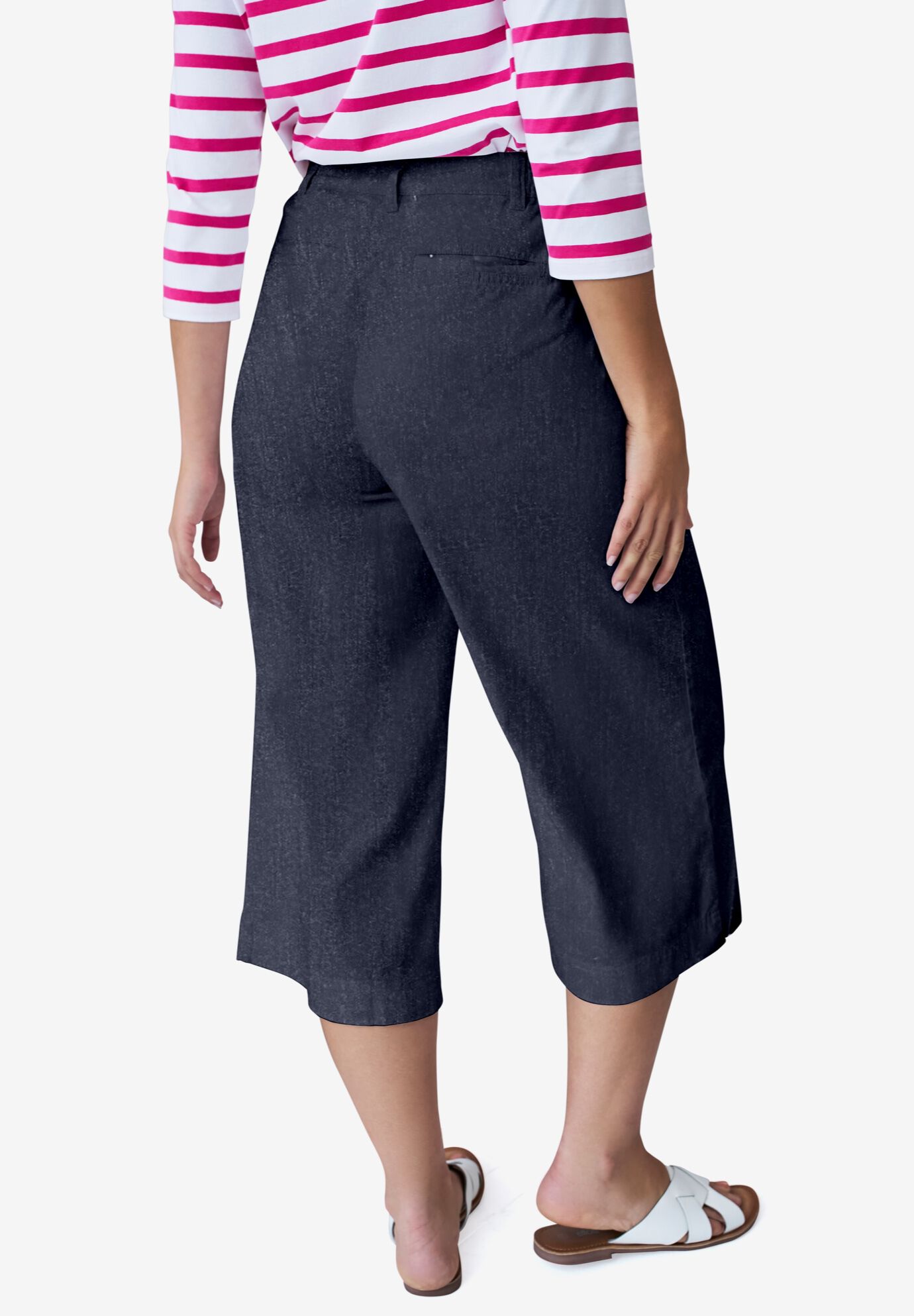 Lightweight Wide-Leg Crop Mid-Rise Jeans