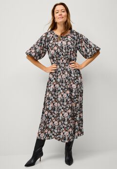 Satin Keyhole Empire Midi Dress