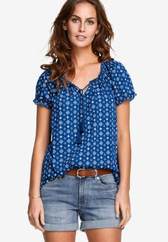 Ruffle Trim Peasant Blouse