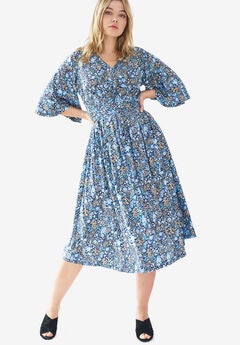 Surplice Tie Back Midi Dress