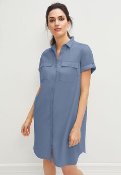 Button Front Linen Shirtdress