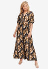 Knit Tie-Back Maxi, BLACK COGNAC FLORAL, hi-res image number null