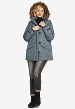 Faux Fur Trim Parka, GUNMETAL