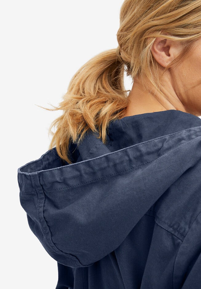 Hooded Twill A-Line Jacket, , alternate image number 3