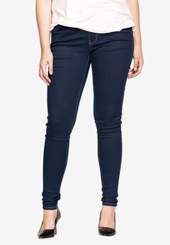 ELISS Women's Plus Size Jeans Look Jeggings Stretch High Waisted Denim  Skinny Pull-on Leggings with Pockets Black X-Large at  Women's  Clothing store
